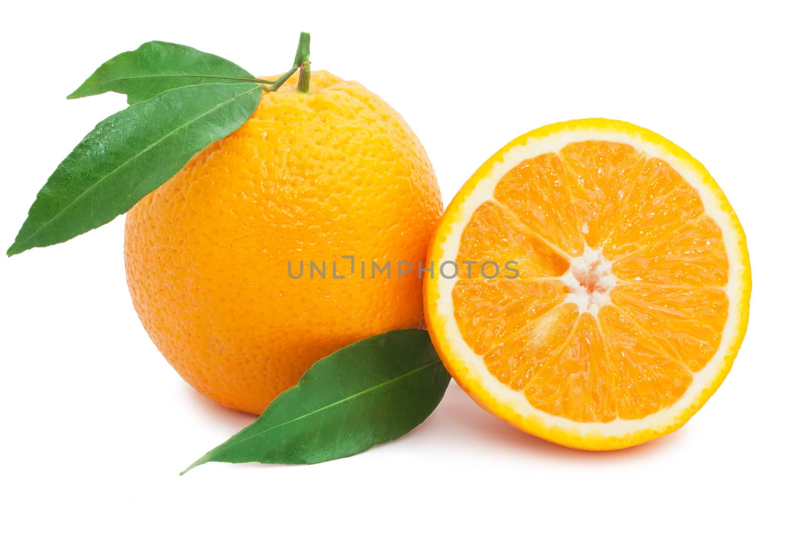Sweet fresh orange fruit isolated on white background