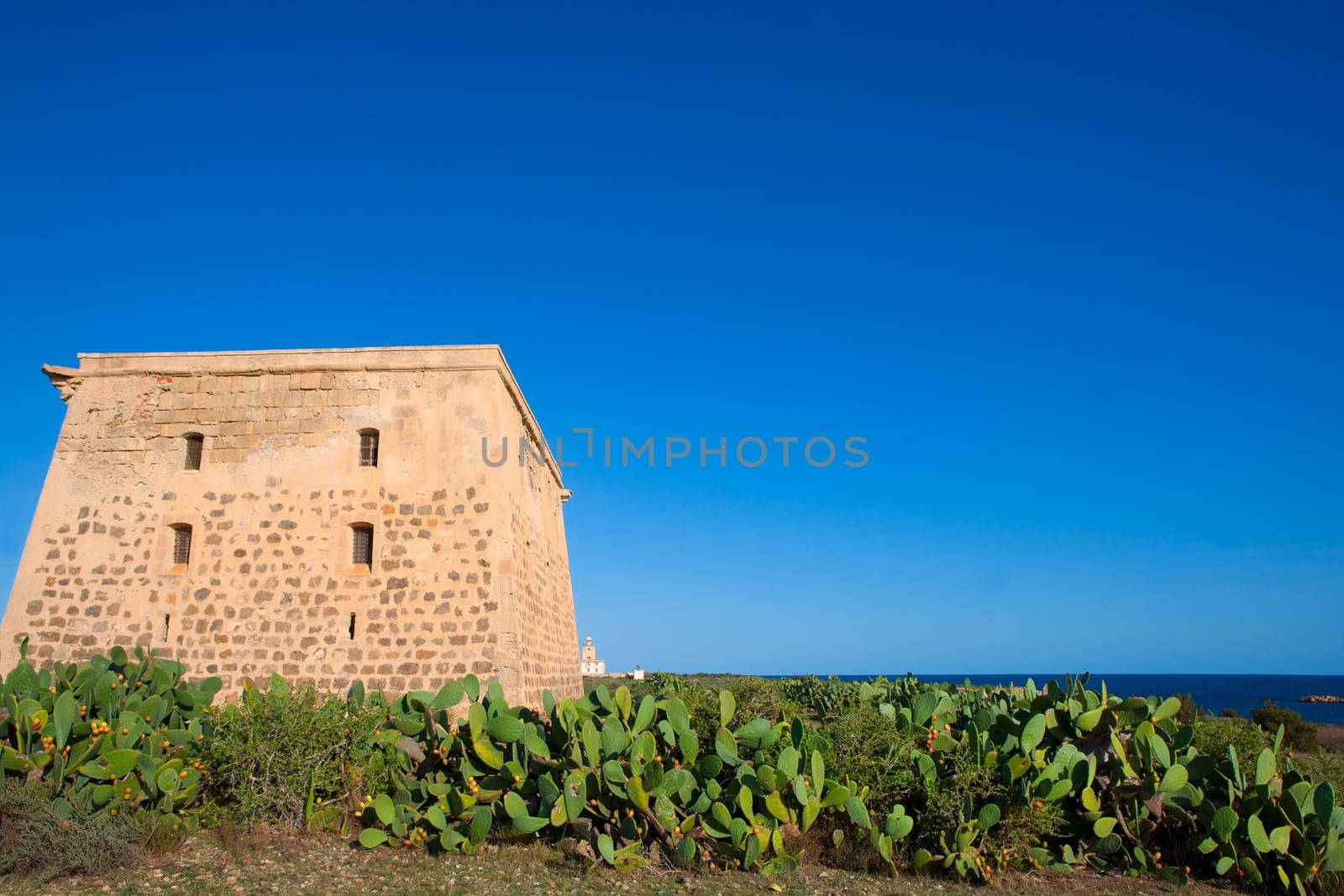 Tabarca island tower Torre de San Jose was a prision and castle in Alicante Spain