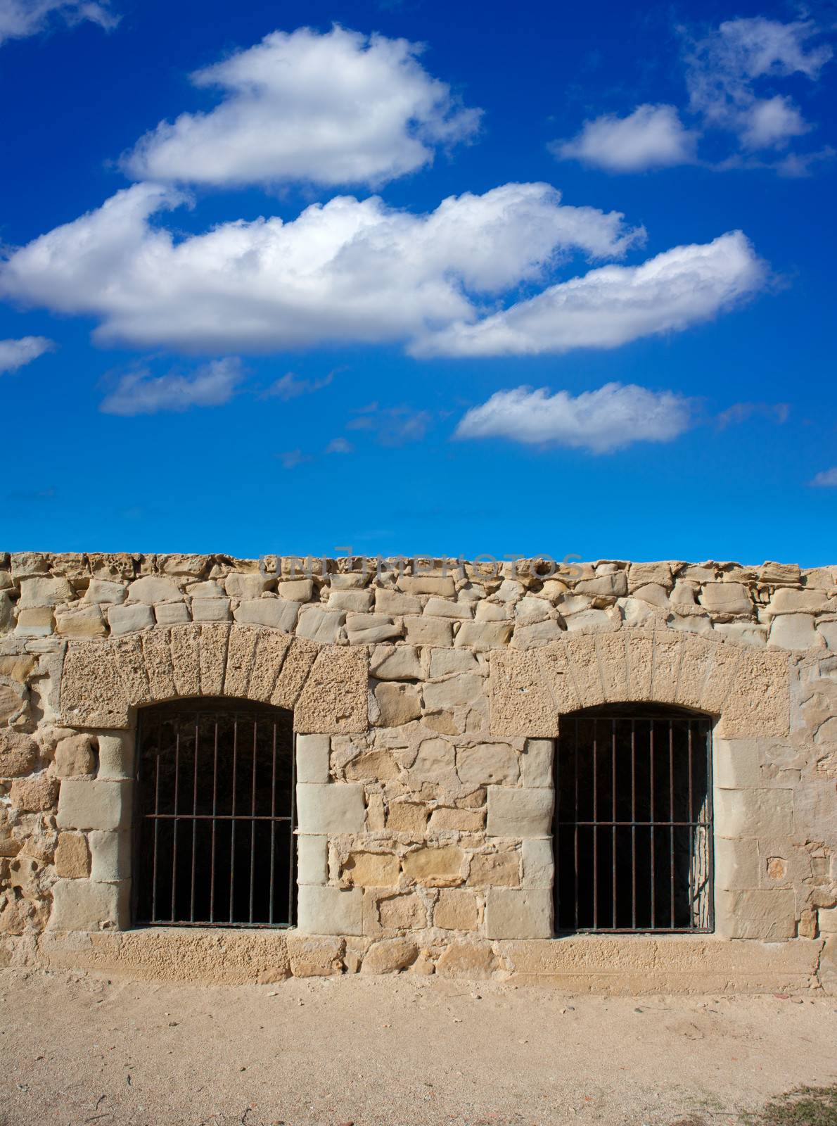 Tabarca Island battlement fort masonry wall detail in Spain