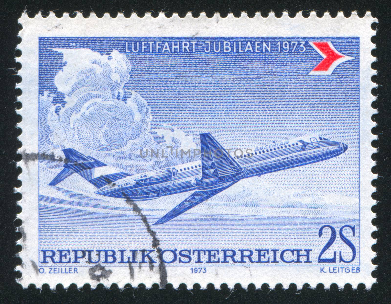 AUSTRIA - CIRCA 1973: stamp printed by Austria, shows Douglas DC-9, circa 1973