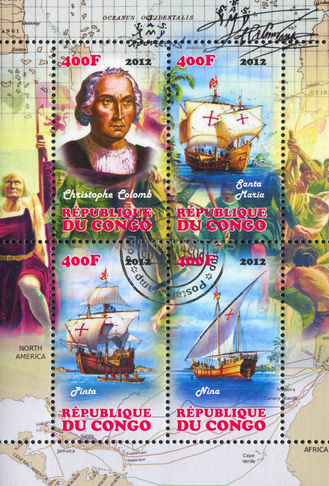 CONGO - CIRCA 2012: stamp printed by Congo, shows ship, circa 2012