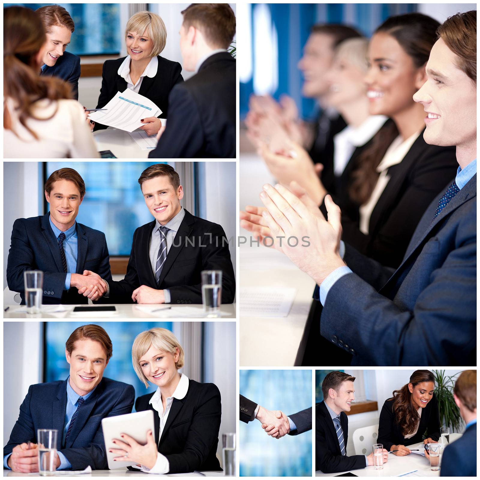 Business professionals conducting a meeting