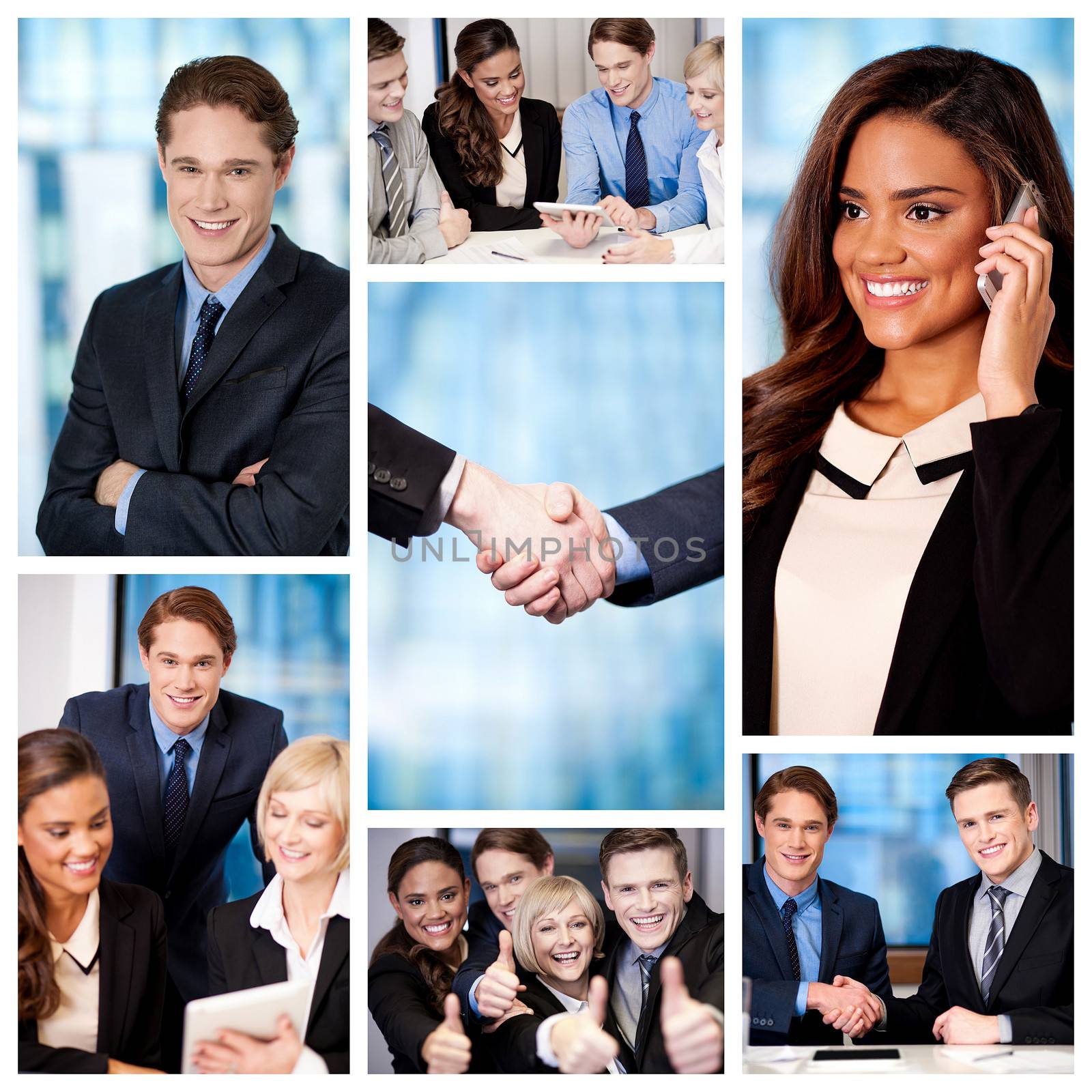 Group of business people, collage. by stockyimages