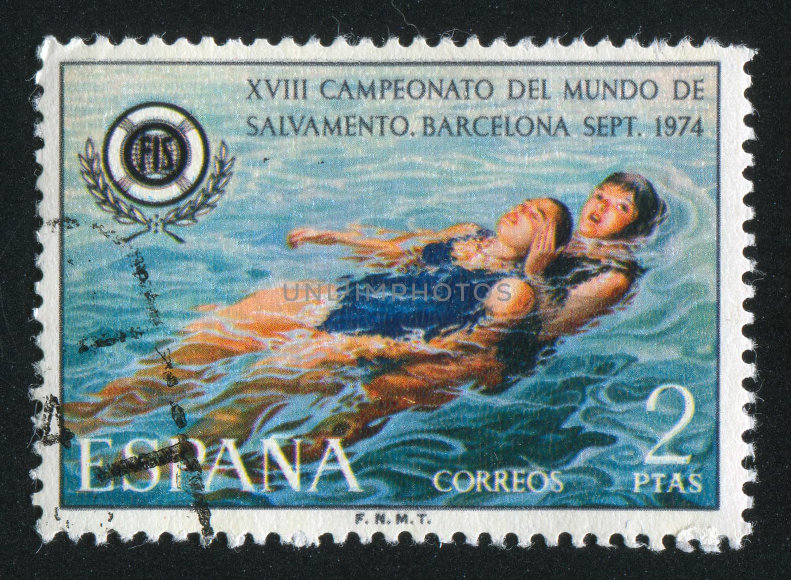 SPAIN - CIRCA 1974: stamp printed by Spain, shows Lifesaving on Water, circa 1974