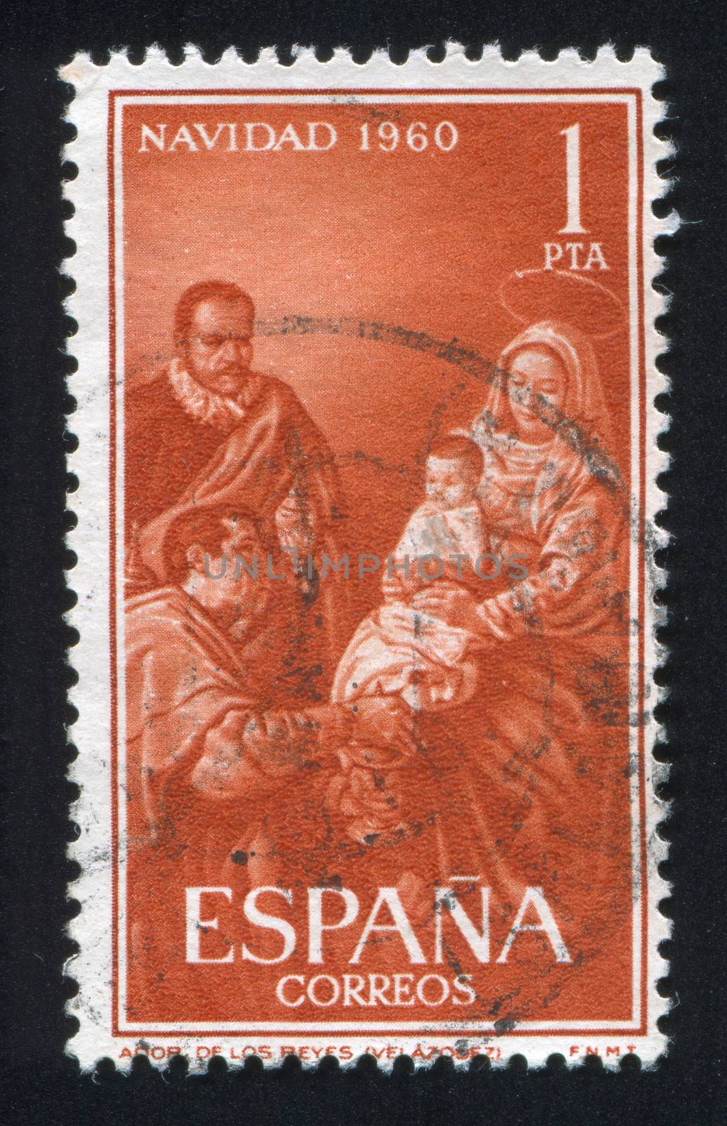 SPAIN - CIRCA 1960: stamp printed by Spain, shows Adoration by Velazquez, circa 1960