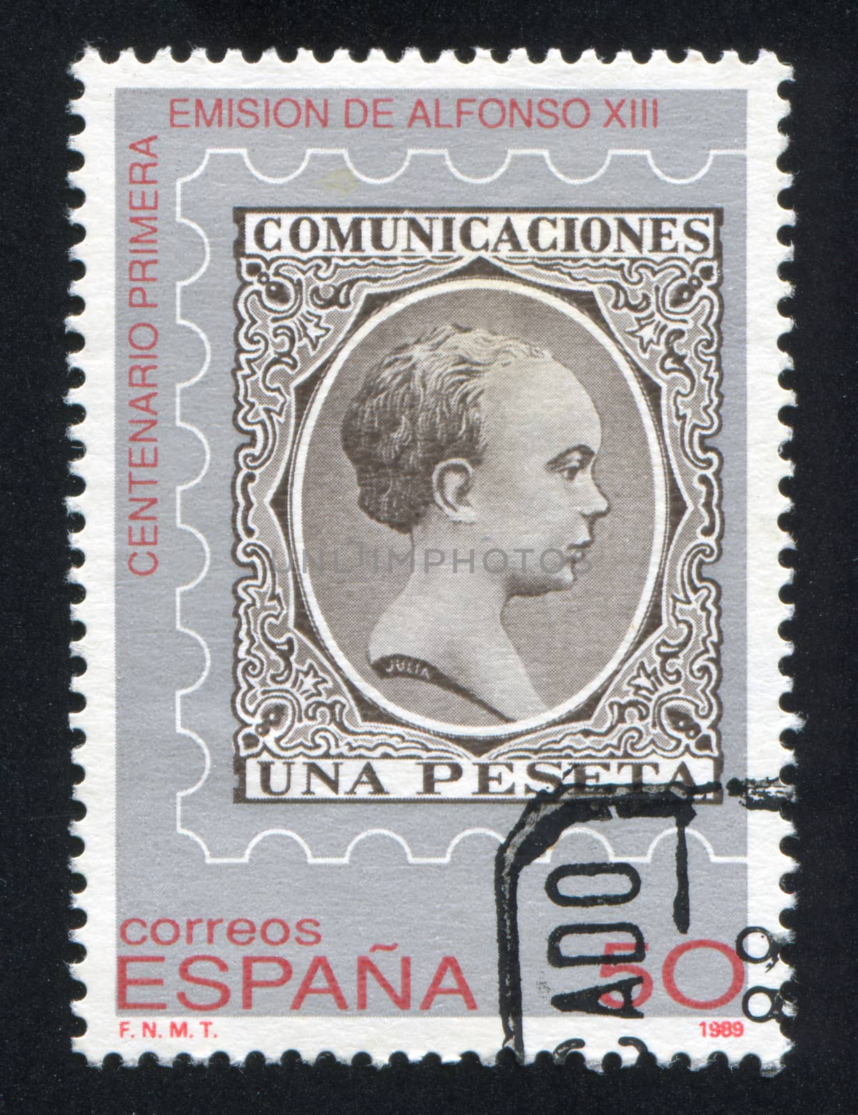 SPAIN - CIRCA 1989: stamp printed by Spain, shows King Alfonso XIII, circa 1989