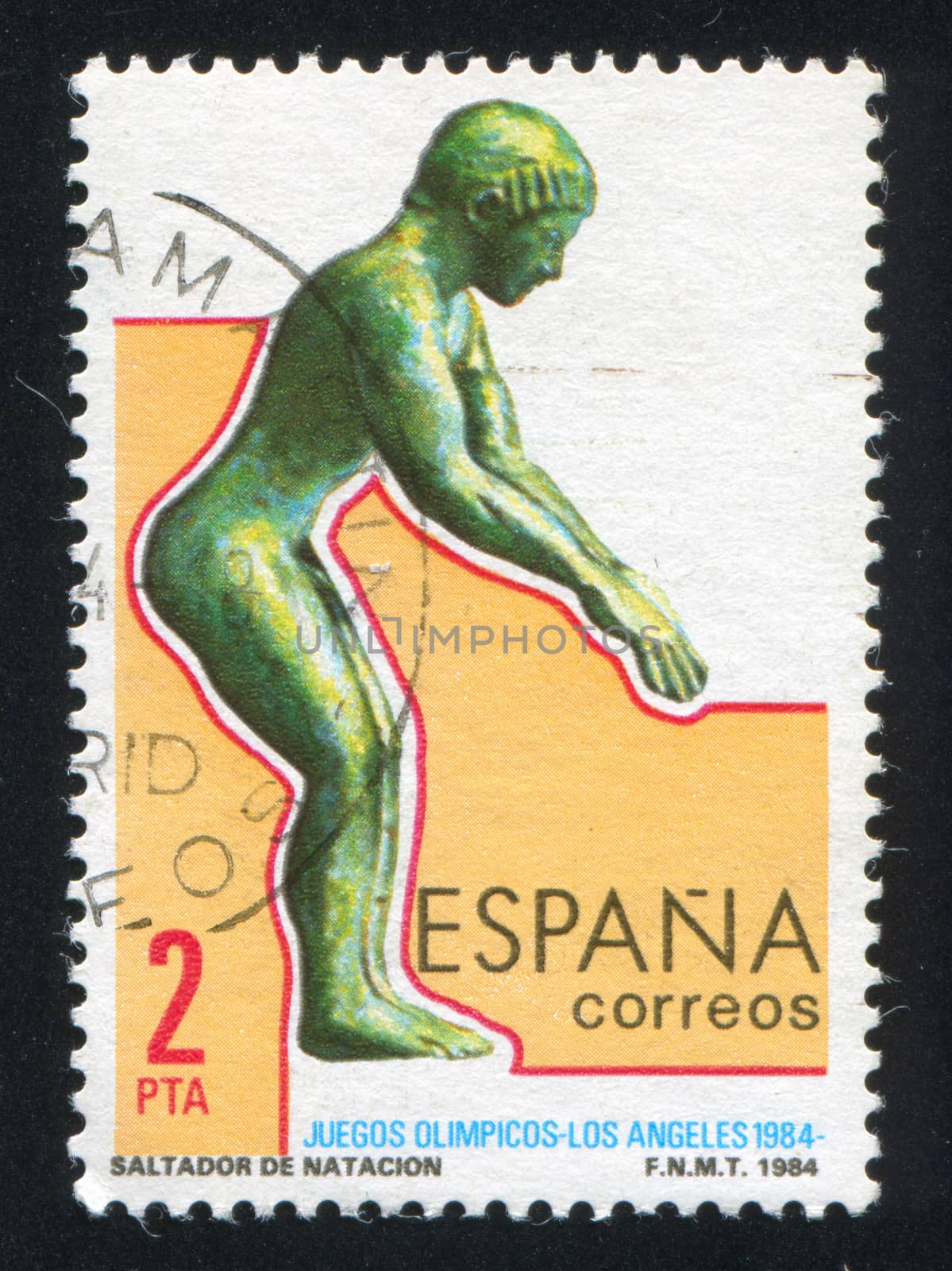 SPAIN - CIRCA 1984: stamp printed by Spain, shows Diving, circa 1984