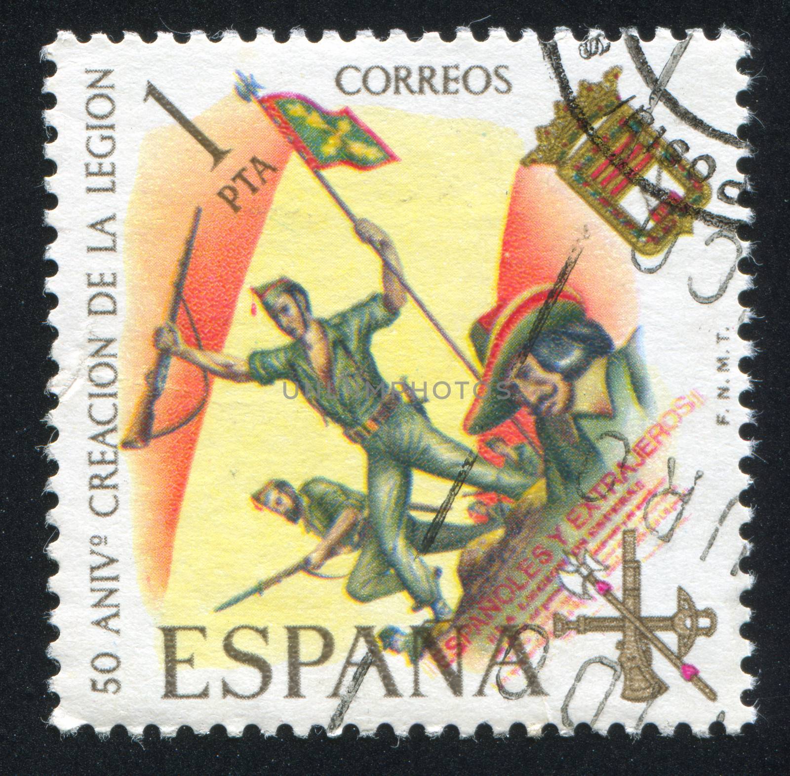 SPAIN - CIRCA 1975: stamp printed by Spain, shows Legionnaires on dress parade, circa 1975