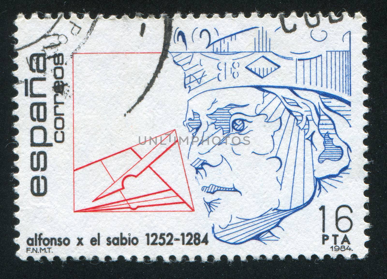 SPAIN - CIRCA 1984: stamp printed by Spain, shows King Alfonso X (1252-1284), circa 1984