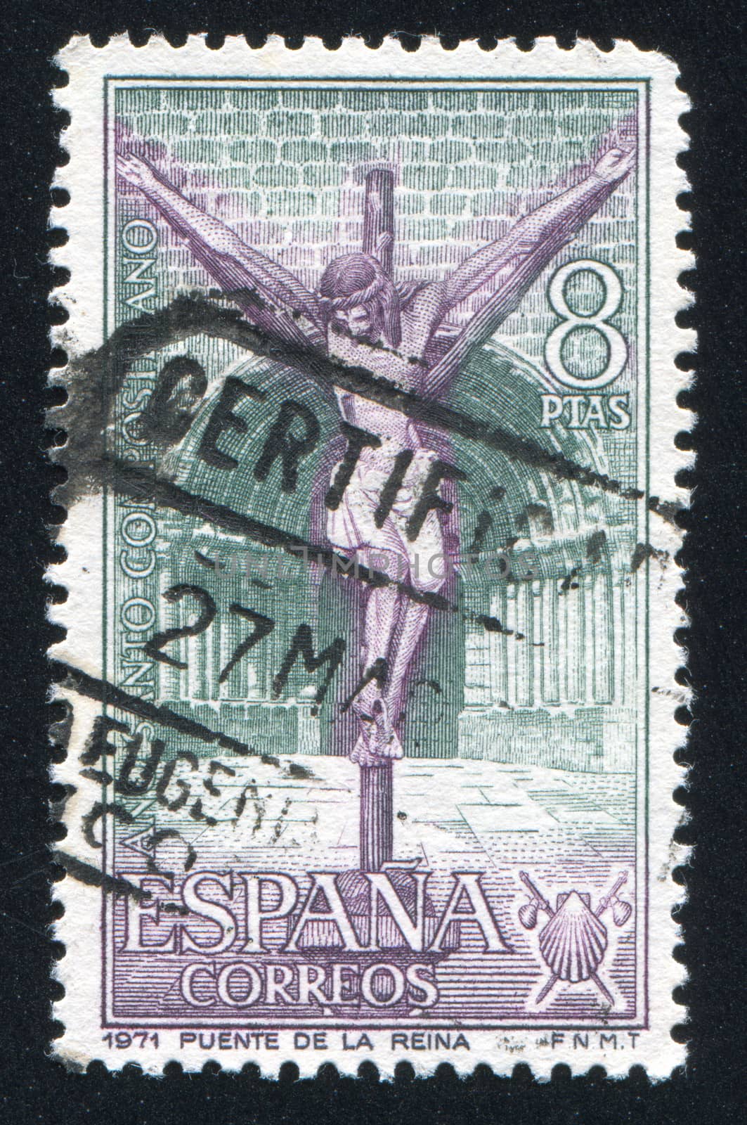 SPAIN - CIRCA 1971: stamp printed by Spain, shows Crucified, circa 1971