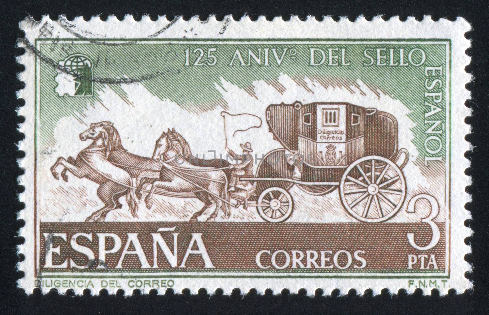 SPAIN - CIRCA 1975: stamp printed by Spain, shows Mail Stagecoach, circa 1975