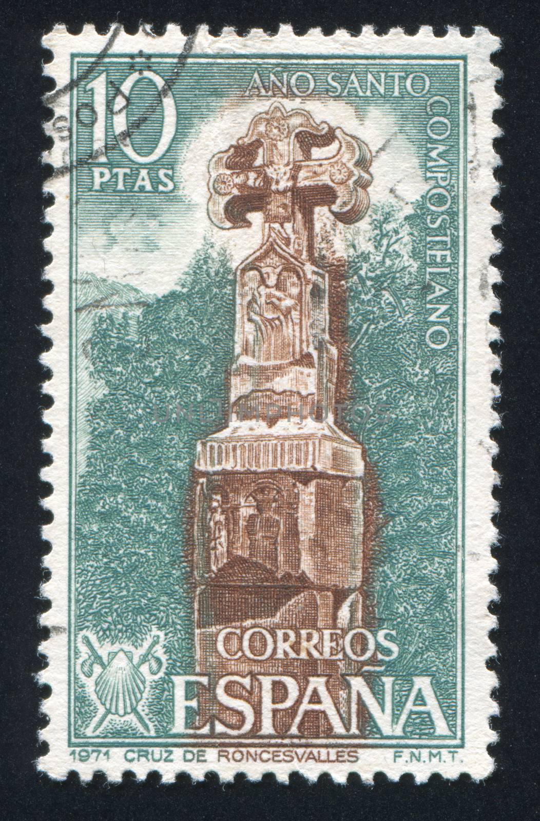 SPAIN - CIRCA 1971: stamp printed by Spain, shows Cross of Roncesvalles, circa 1971