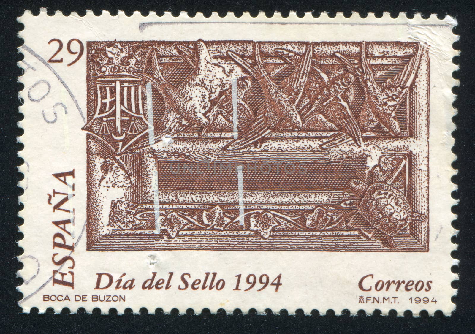 SPAIN - CIRCA 1994: stamp printed by Spain, shows Site of the Mailbox, circa 1994