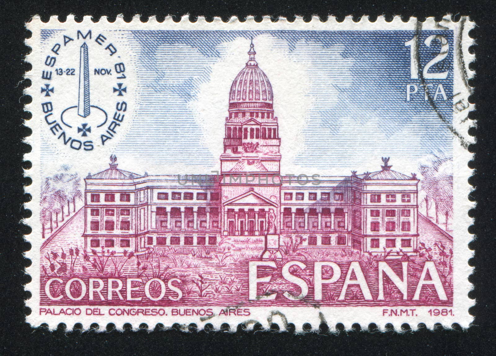 SPAIN - CIRCA 1981: stamp printed by Spain, shows Congress Palace, circa 1981