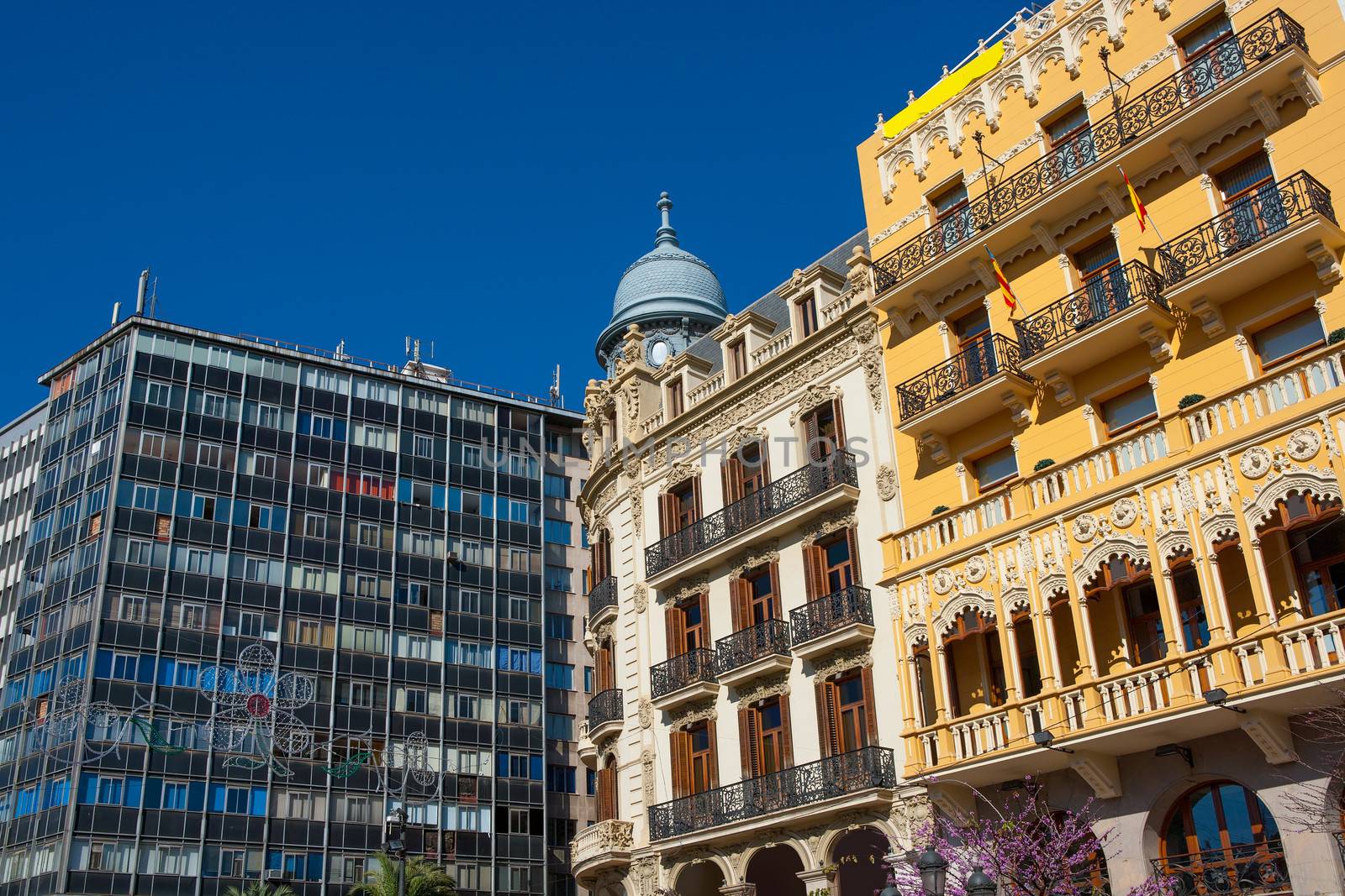 Valencia Plaza Ayuntamiento city downtown at Spain