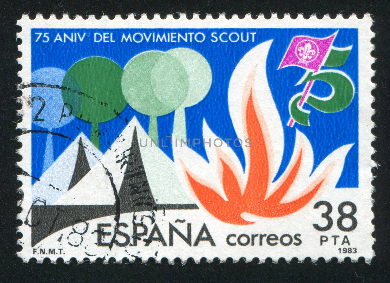 SPAIN - CIRCA 1983: stamp printed by Spain, shows Scouting, circa 1983