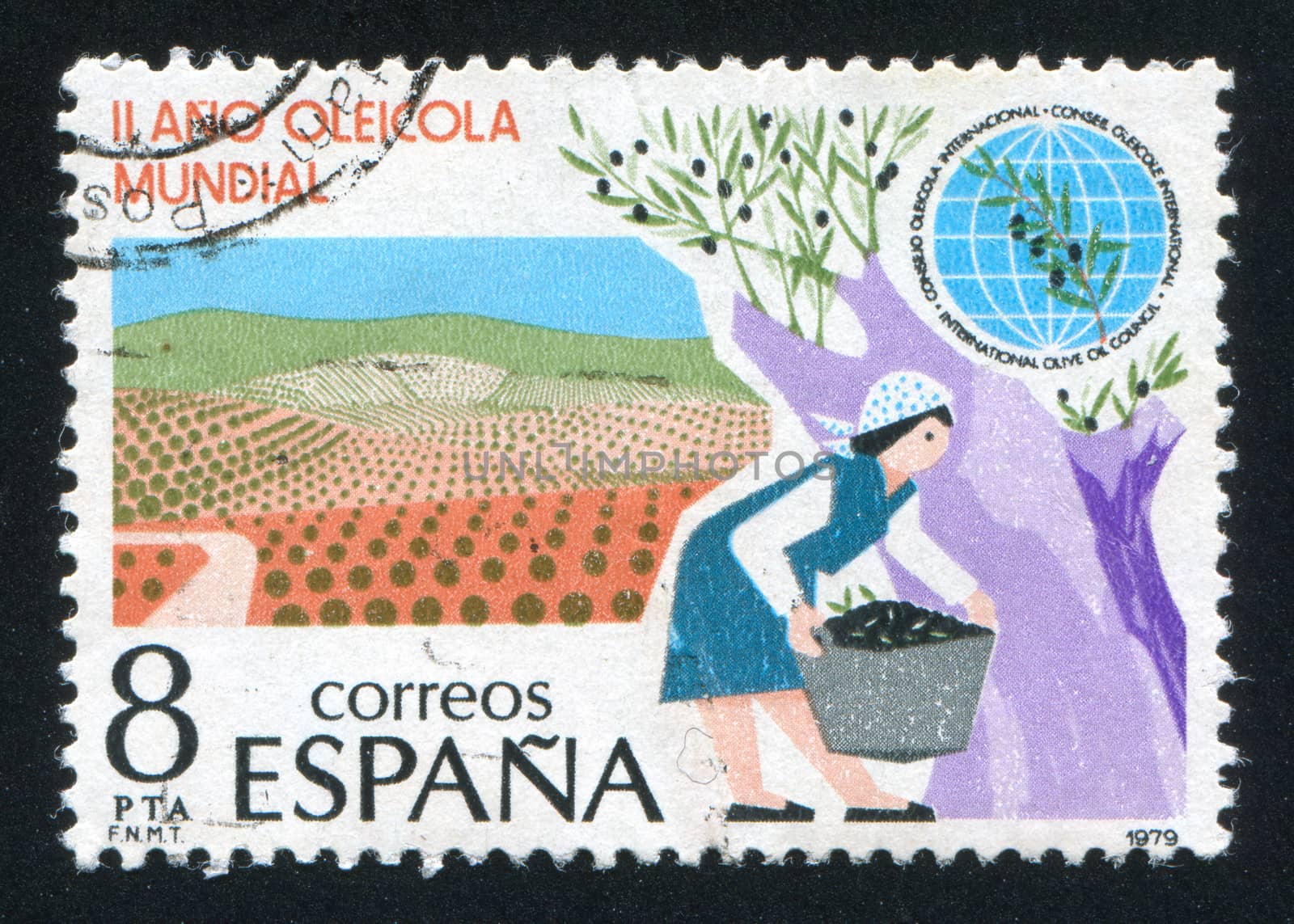 SPAIN - CIRCA 1979: stamp printed by Spain, shows Field and Olive, circa 1979