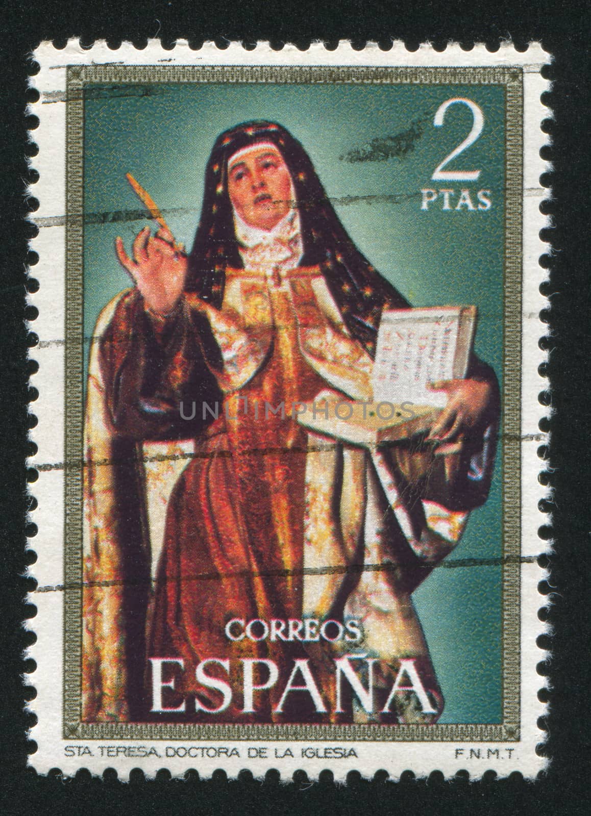 SPAIN - CIRCA 1971: stamp printed by Spain, shows portrait of St Teresa of Avila, circa 1971