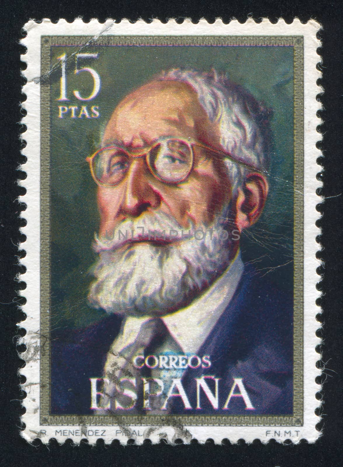 SPAIN - CIRCA 1971: stamp printed by Spain, shows Ramon Menendez Pidal (Ignacio Zuloaga), circa 1971