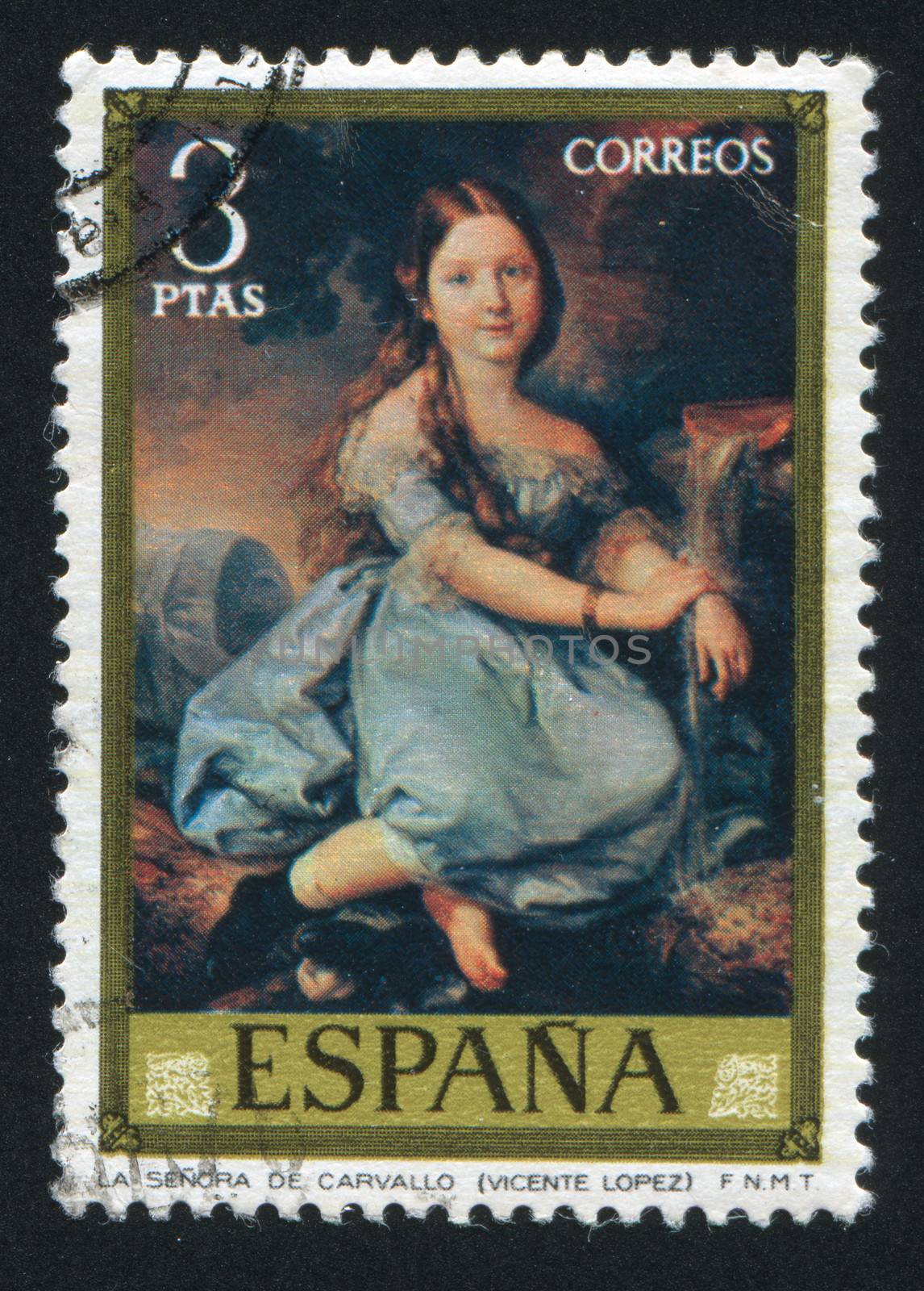 SPAIN - CIRCA 1973: stamp printed by Spain, shows Senora de Carvallo (Vicente Lopez), circa 1973