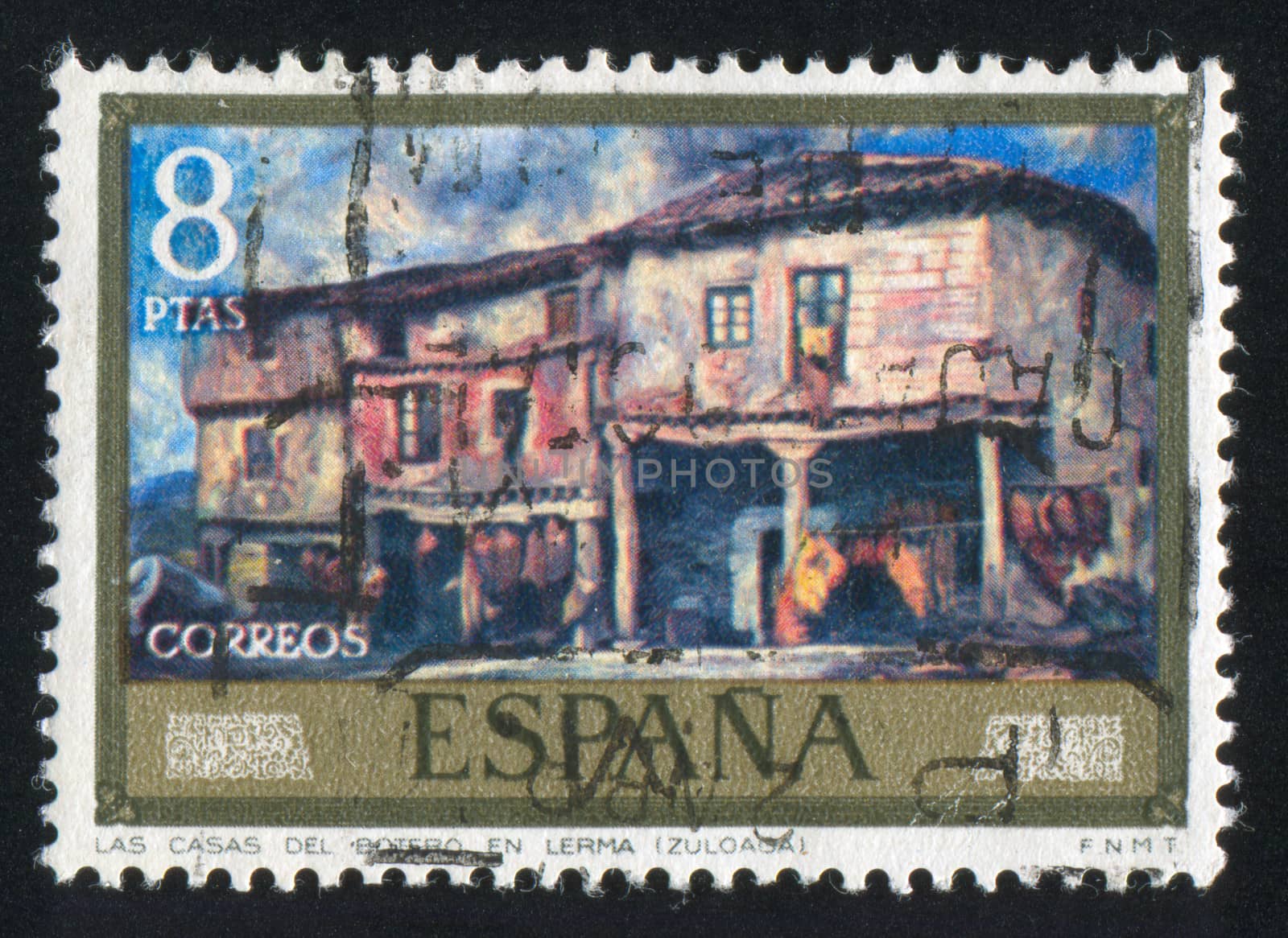 SPAIN - CIRCA 1971: stamp printed by Spain, shows Botero Lerma's Houses (Zuloaga), circa 1971
