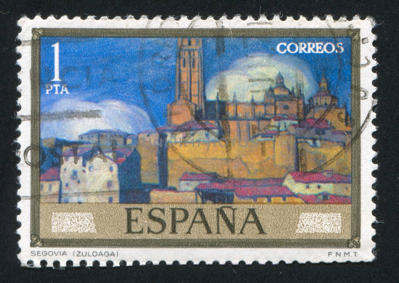 SPAIN - CIRCA 1971: stamp printed by Spain, shows Views of Segovia (Zuloaga), circa 1971