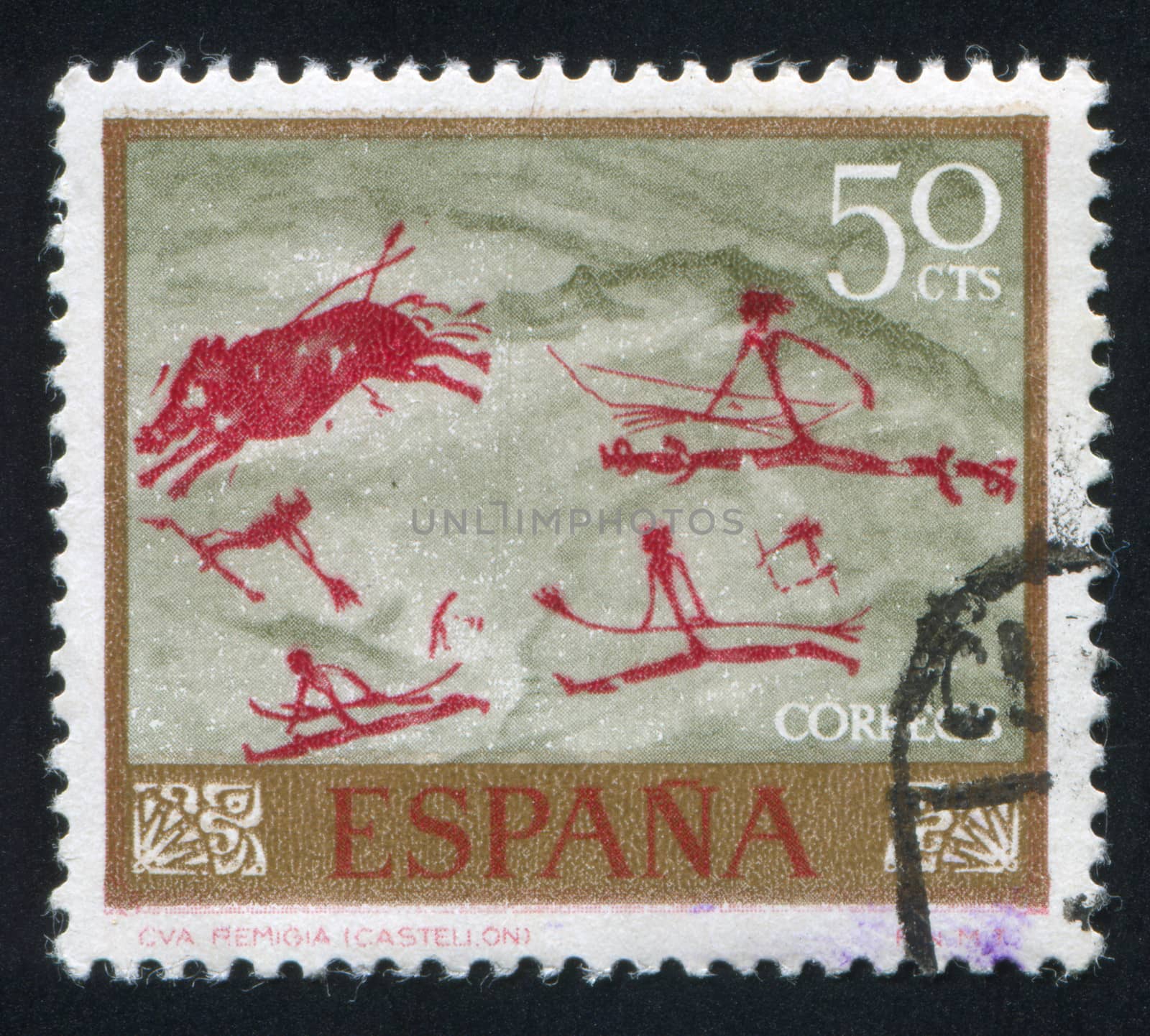 SPAIN - CIRCA 1967: stamp printed by Spain, shows Boar Hunt, circa 1967