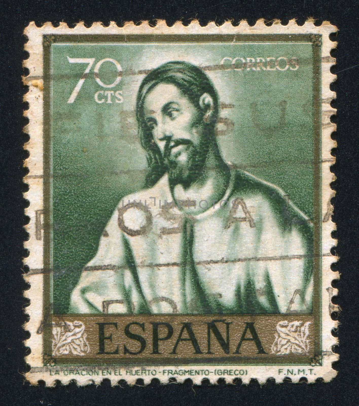 SPAIN - CIRCA 1961: stamp printed by Spain, shows The oration in the garden by El Greco, circa 1961