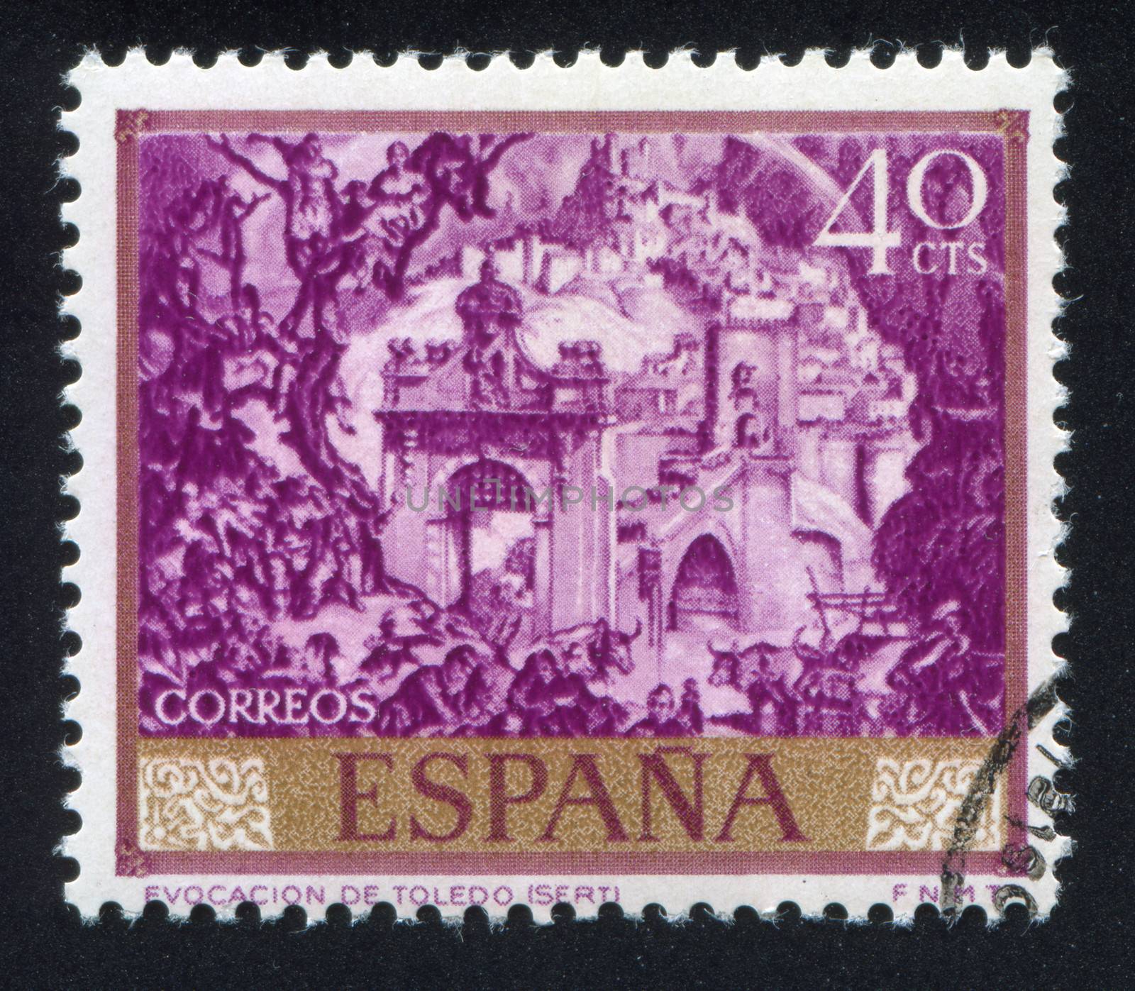 SPAIN - CIRCA 1966: stamp printed by Spain, shows Evocation of Toledo by Sert, circa 1966