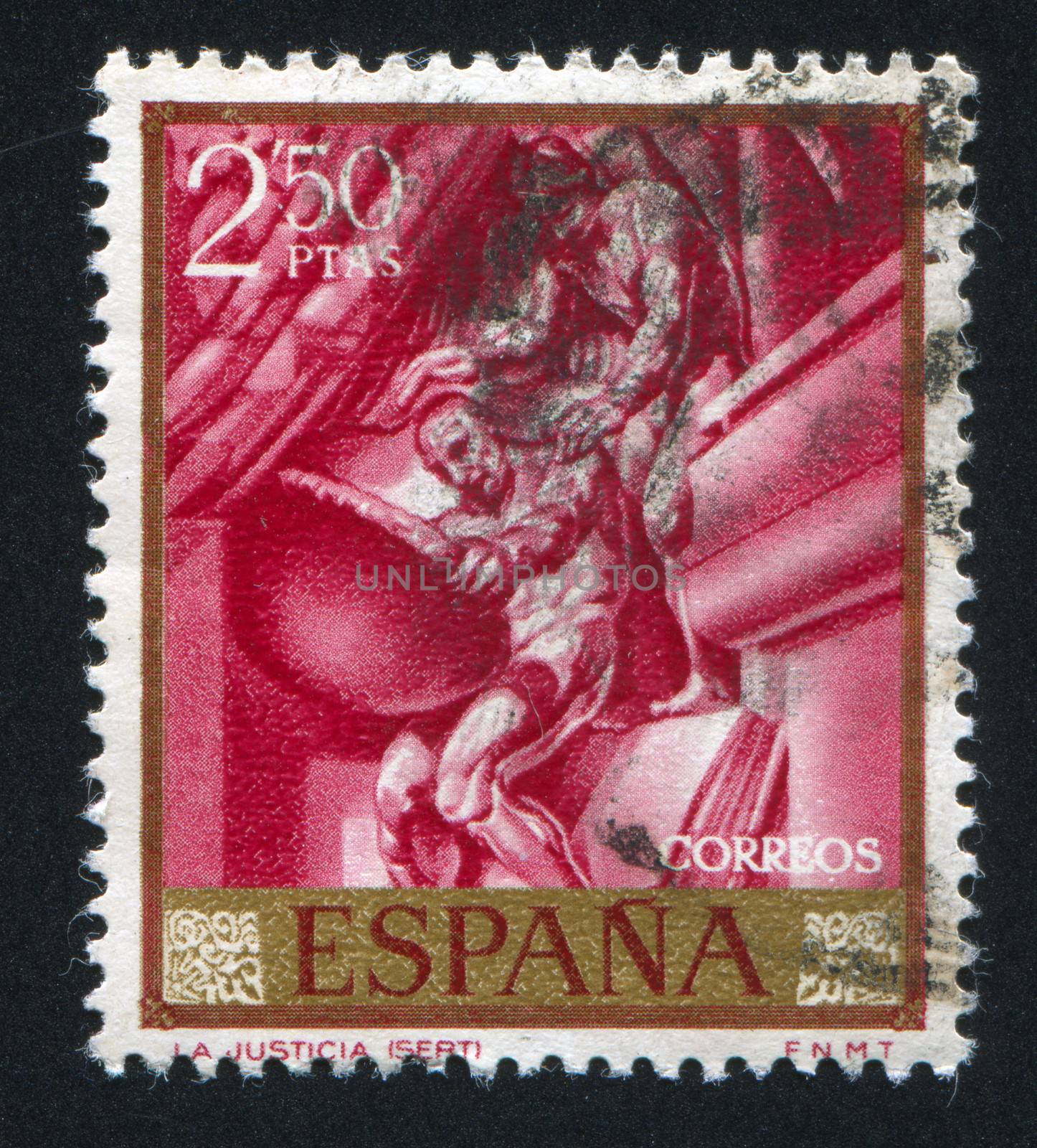 SPAIN - CIRCA 1966: stamp printed by Spain, shows The justice by Sert, circa 1966