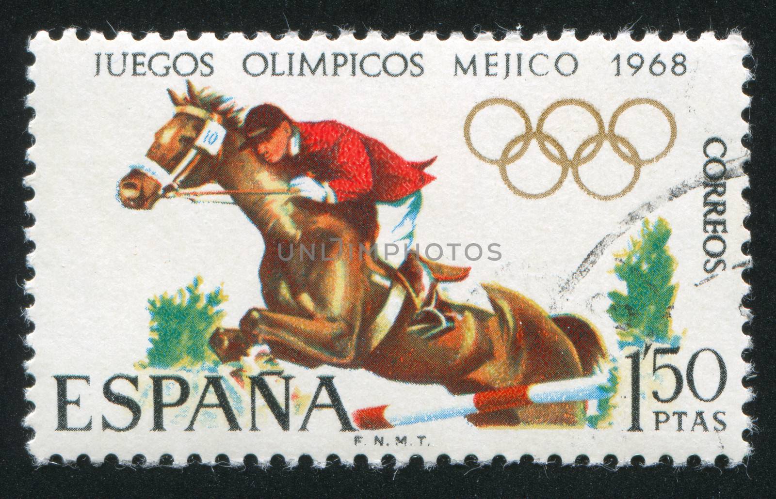 SPAIN - CIRCA 1968: stamp printed by Spain, shows Horse Jumping, circa 1968