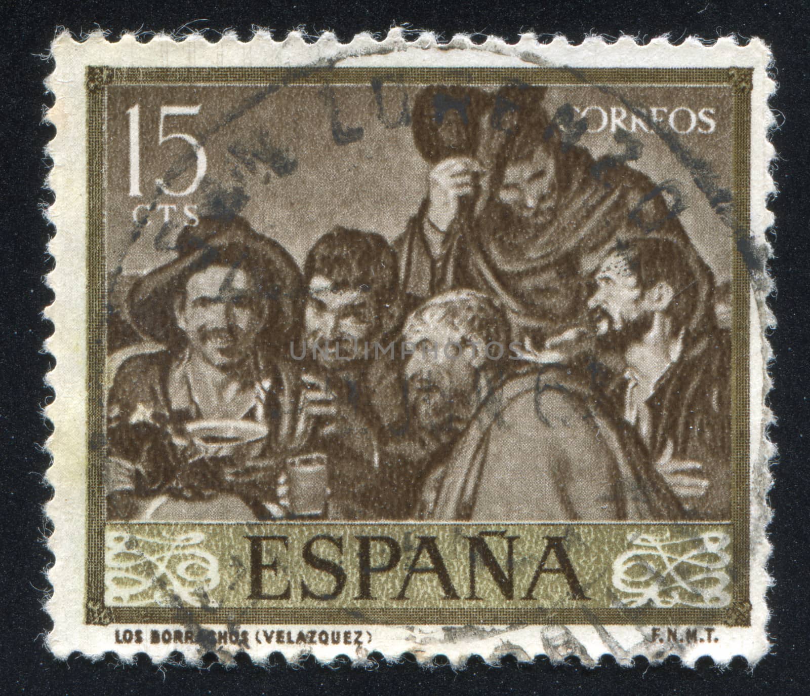 SPAIN - CIRCA 1959: stamp printed by Spain, shows The drunkers by Velazquez, circa 1959
