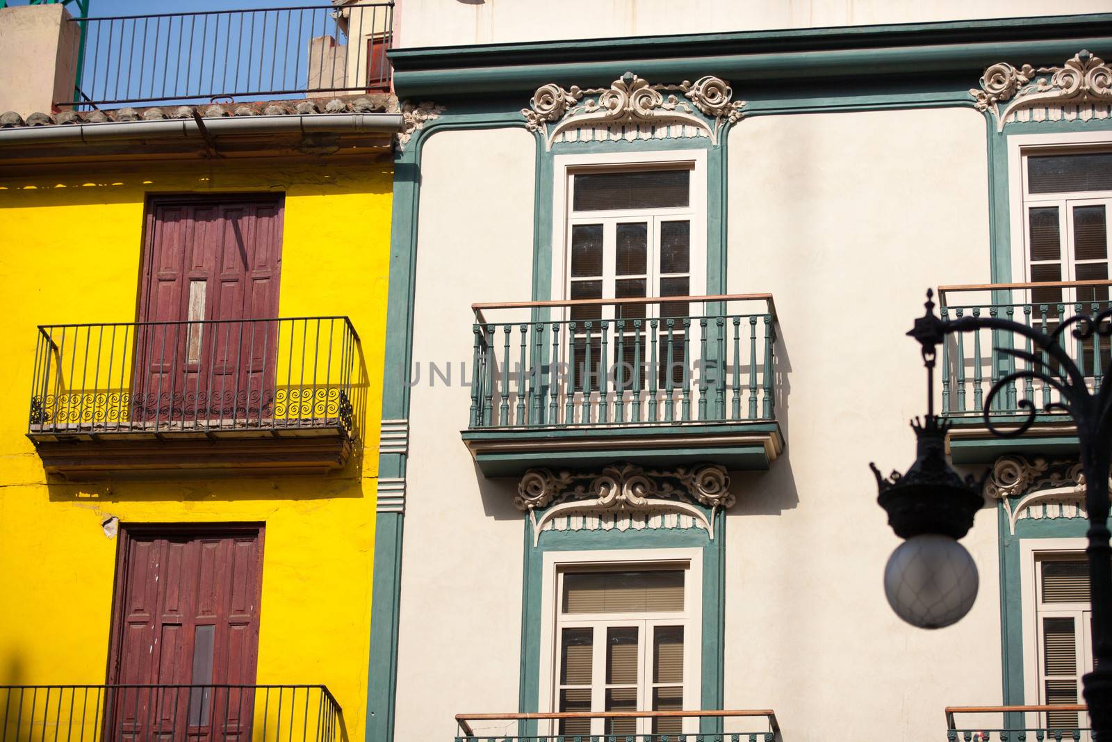 Valencia downtown facades near Central Market by lunamarina