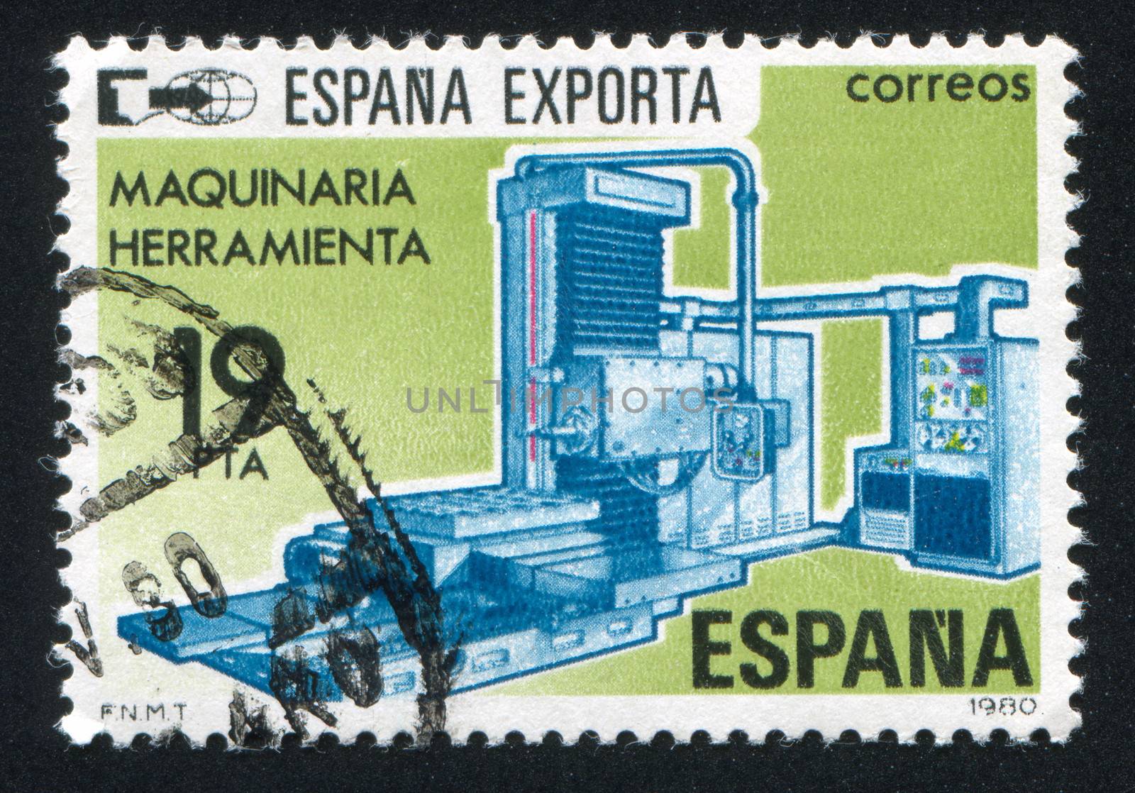 SPAIN - CIRCA 1980: stamp printed by Spain, shows Exports, Machinery, circa 1980