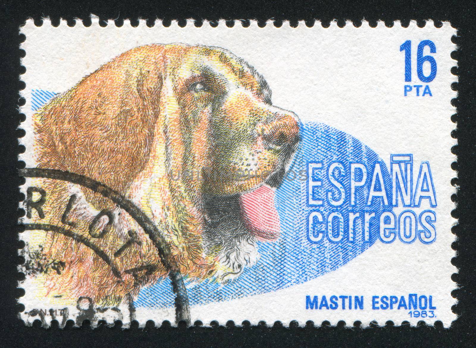 SPAIN- CIRCA 1983: stamp printed by Spain, shows Dog, circa 1983