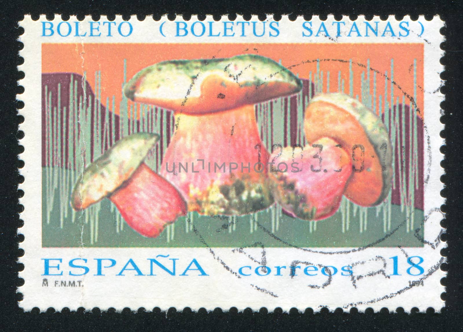 SPAIN - CIRCA 1994: stamp printed by Spain, shows Mushroom, Boletus Satanas, circa 1994