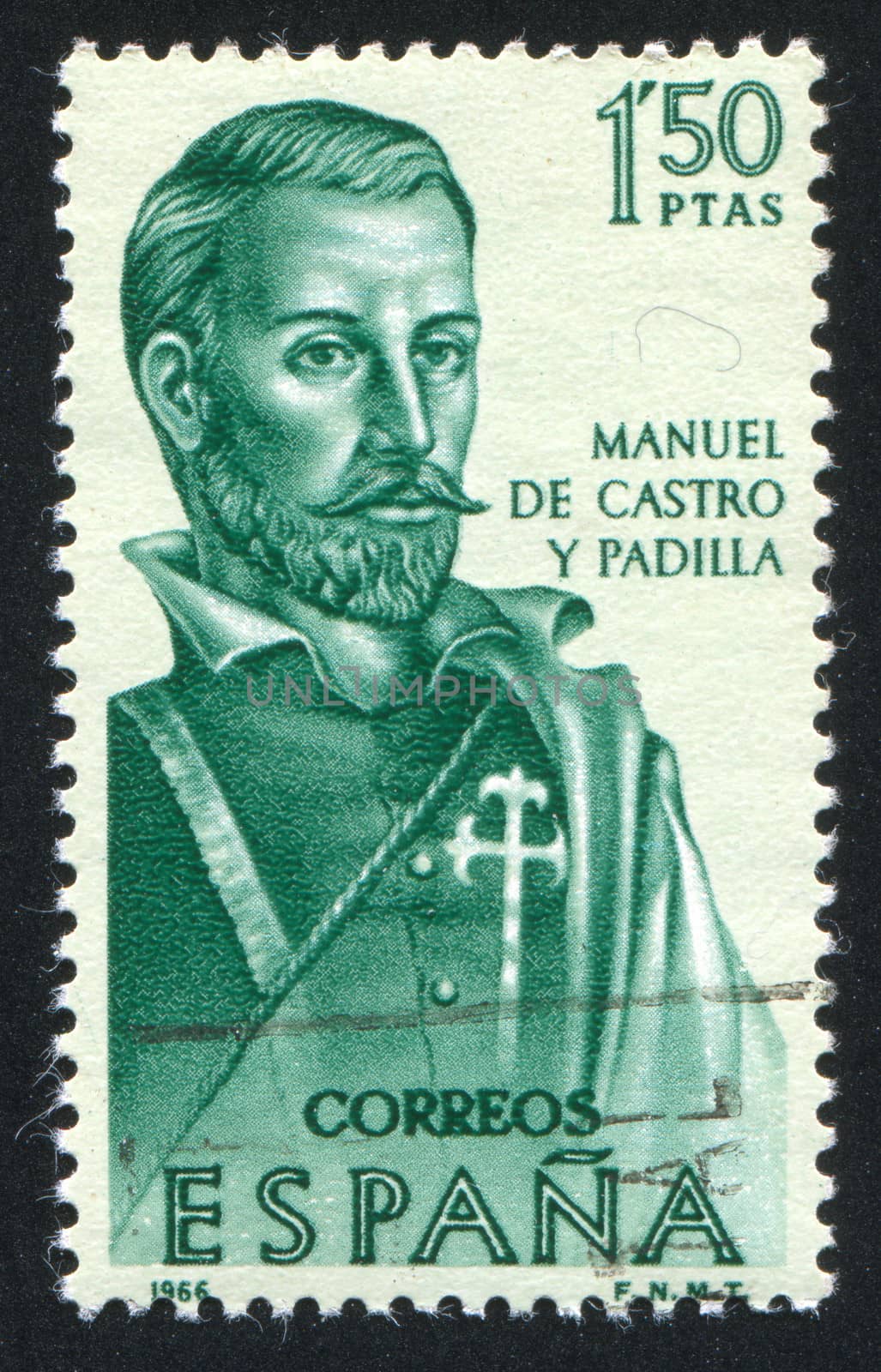 SPAIN - CIRCA 1966: stamp printed by Spain, shows Manuel de Castro y Padilla, circa 1966