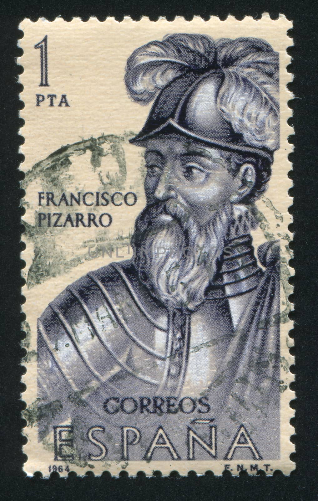 SPAIN - CIRCA 1964: stamp printed by Spain, shows Francisco Pizarro, circa 1964