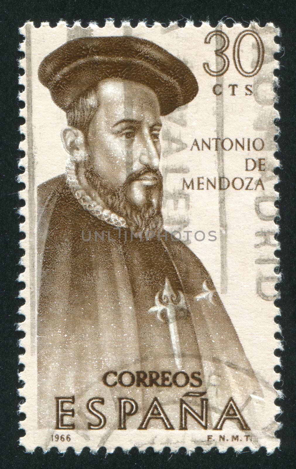 SPAIN - CIRCA 1966: stamp printed by Spain, shows Antonio de Mendoza, circa 1966