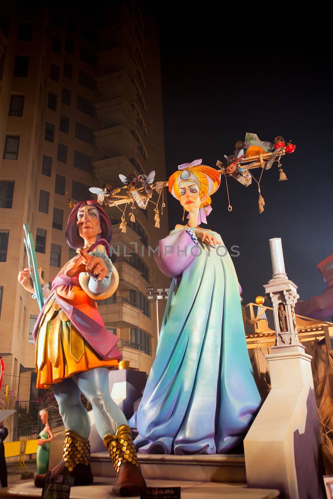 Fallas in Valencia fest figures that will burn on March 19 traditional popular celebration