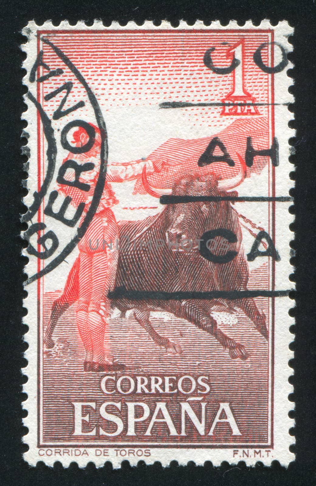 SPAIN - CIRCA 1960: stamp printed by Spain, shows Bullfighter, Corrida, circa 1960
