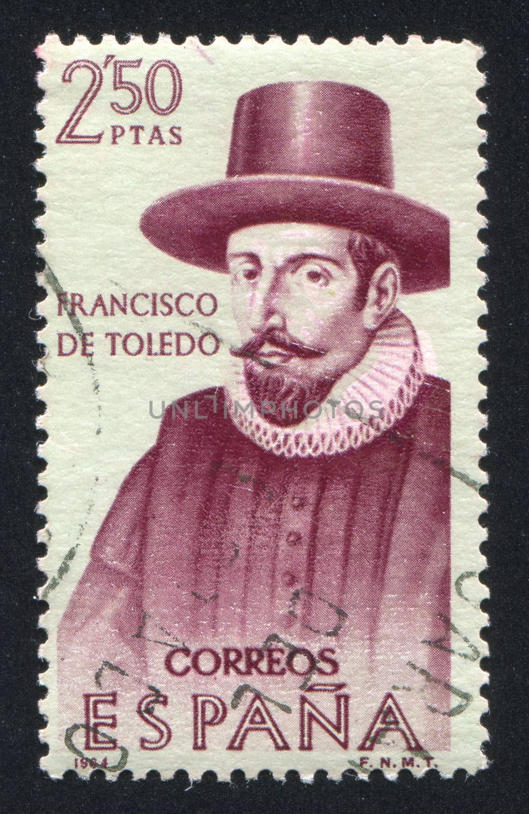 SPAIN - CIRCA 1964: stamp printed by Spain, shows Portrait of Francisco de Toledo, circa 1964