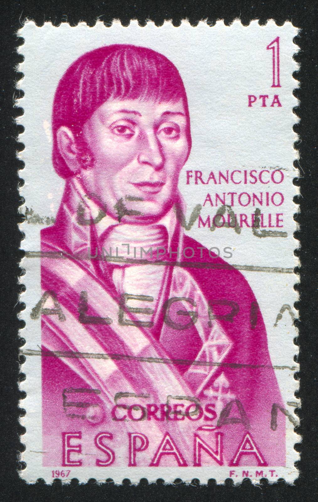 SPAIN - CIRCA 1967: stamp printed by Spain, shows Portrait of Francisco Antonio Mourelle, circa 1967