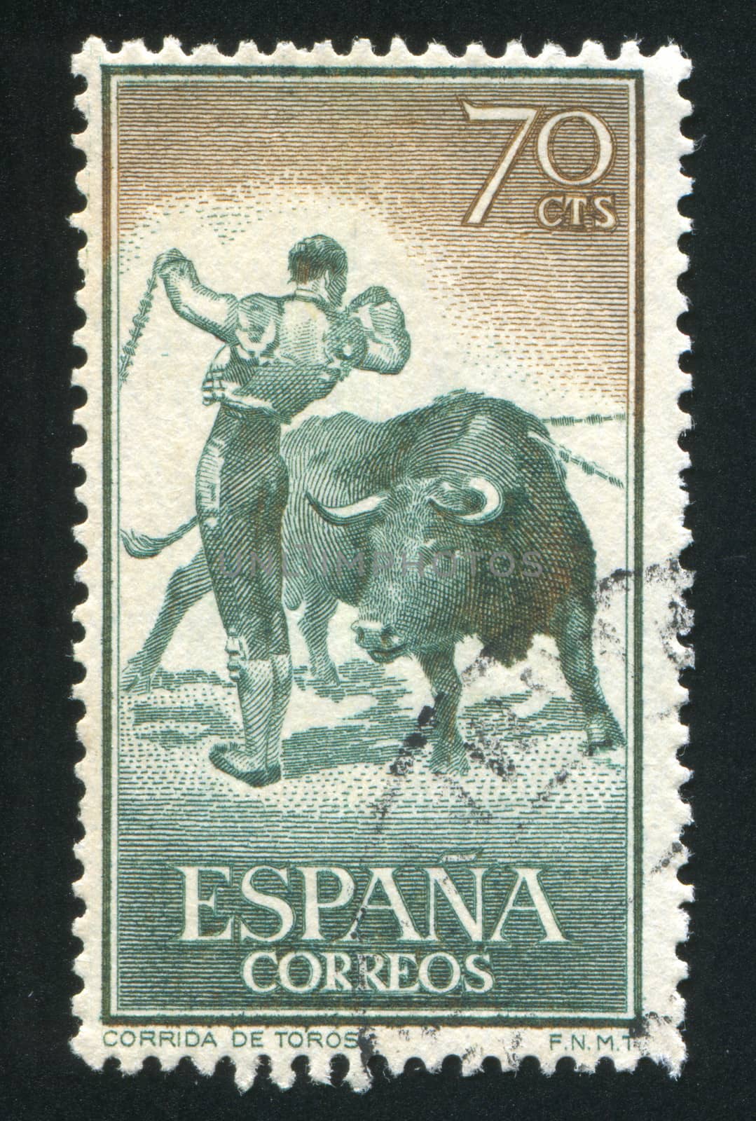 SPAIN - CIRCA 1960: stamp printed by Spain, shows Bullfighter, Corrida, circa 1960