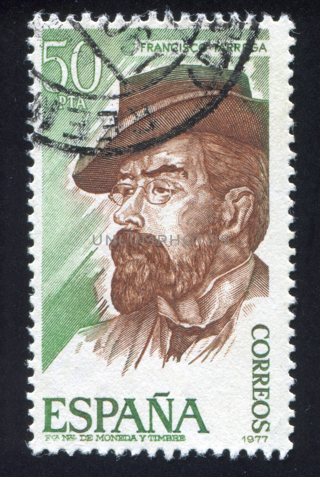 SPAIN - CIRCA 1977: stamp printed by Spain, shows Francisco Tarrega, circa 1977