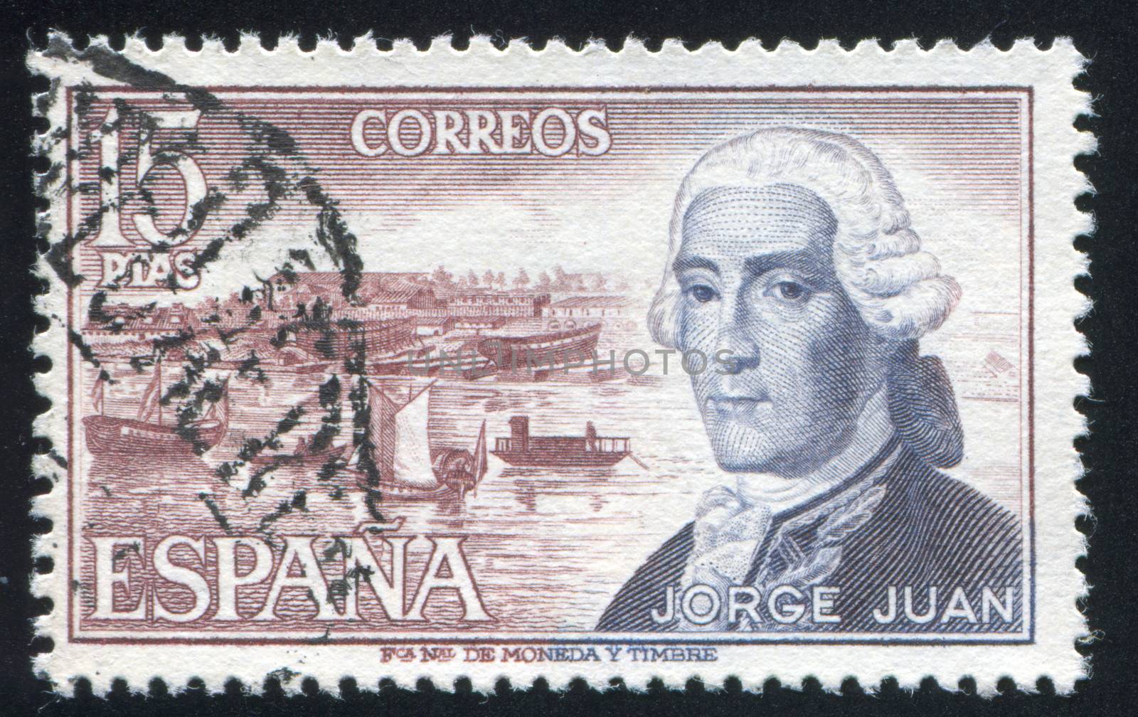 SPAIN - CIRCA 1974 : stamp printed by Spain, shows Jorge Juan y Santacilla, circa 1974