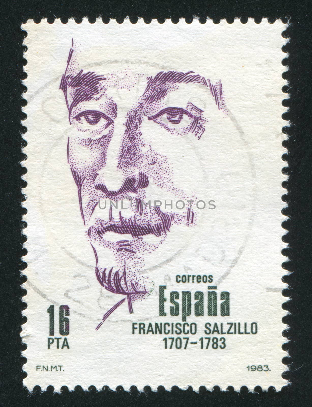 SPAIN - CIRCA 1983: stamp printed by Spain, shows Francisco Salzillo Alvarez, circa 1983