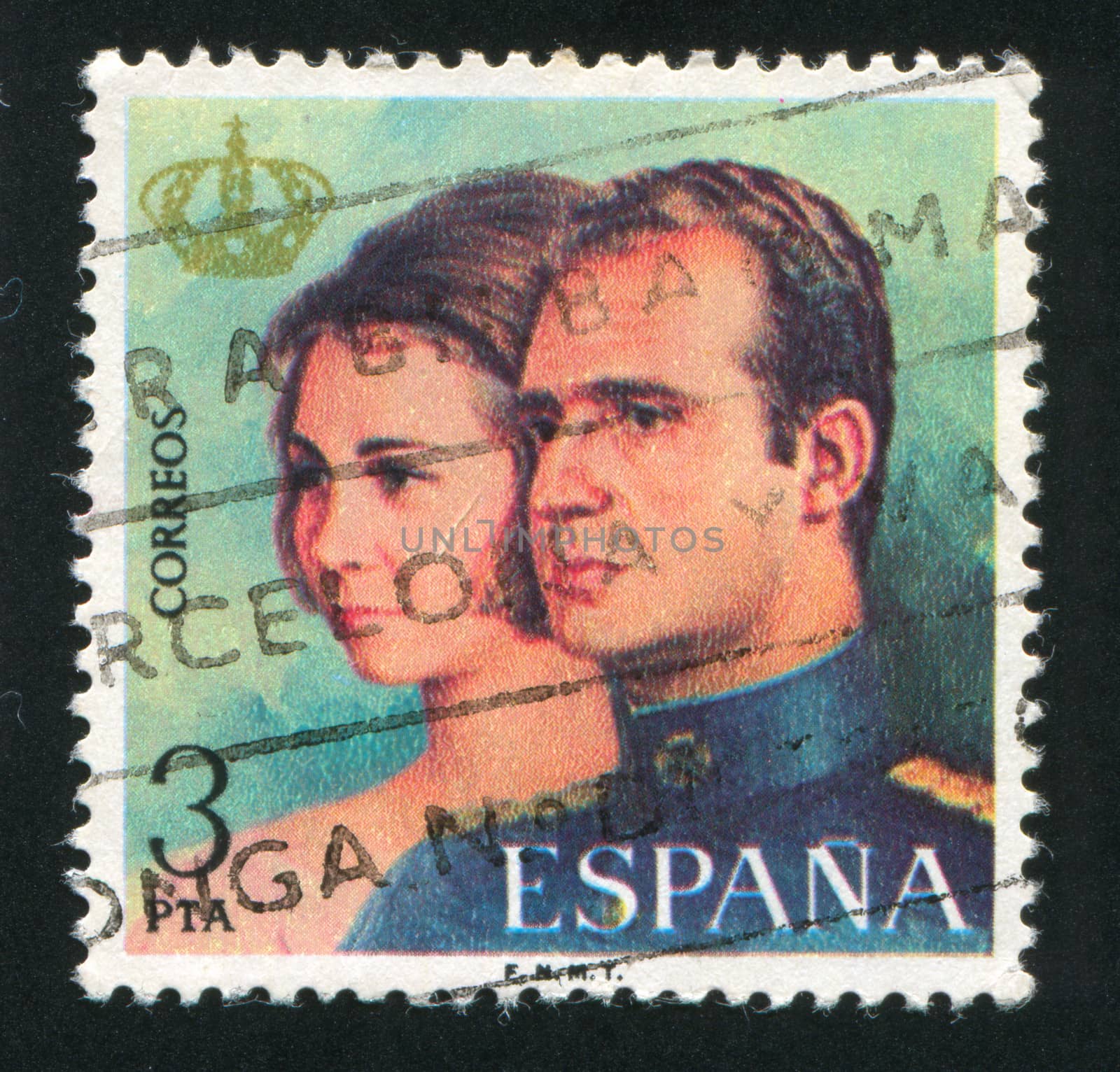 SPAIN - CIRCA 1975: stamp printed by Spain, shows Qween Sofia and King Juan Carlos I, circa 1975