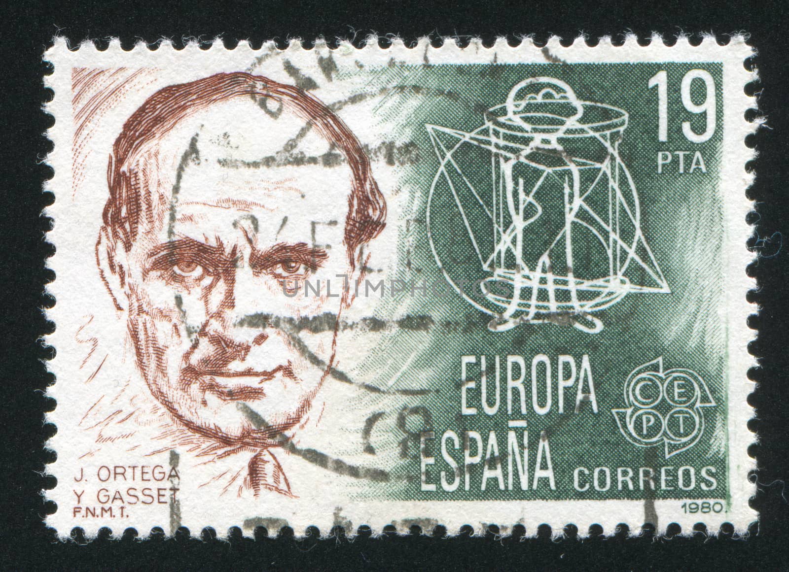 SPAIN - CIRCA 1980: stamp printed by Spain, shows Portrait of J.Ortega Y.Gasset, circa 1980