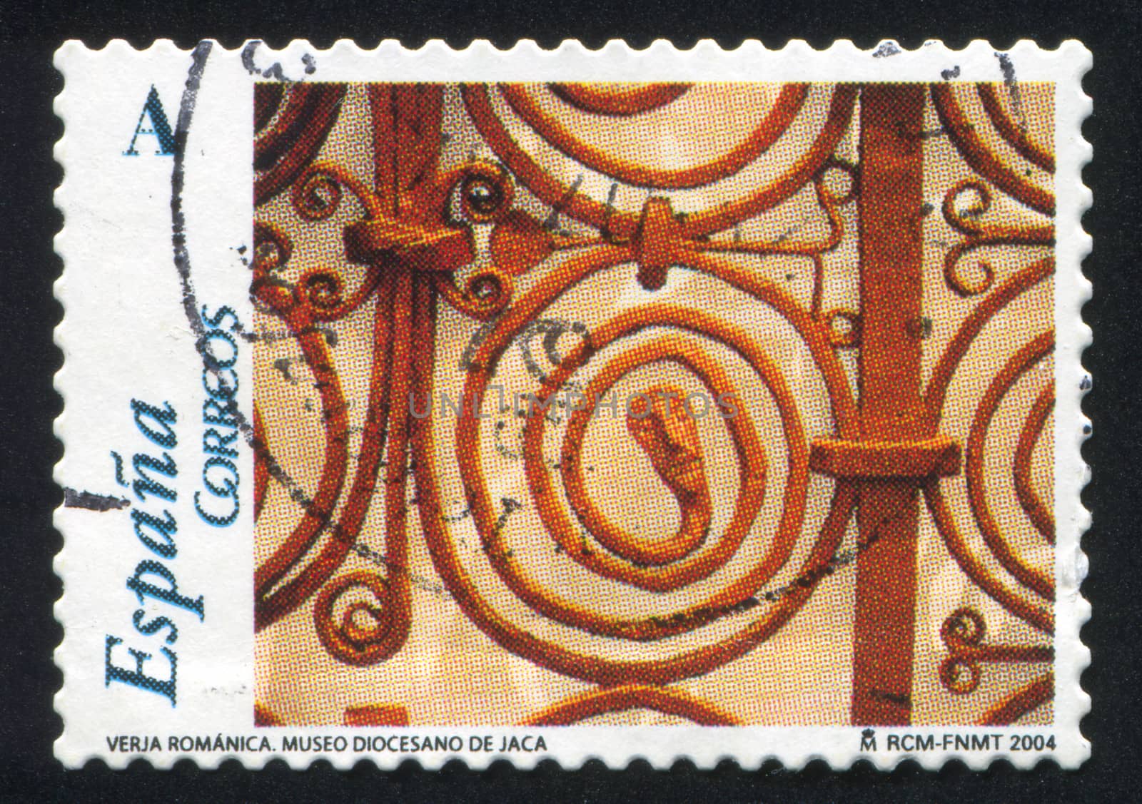 SPAIN - CIRCA 2004: stamp printed by Spain, shows Wooden carved crucifix, Diocesan Museum, Jaca, circa 2004